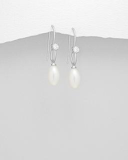 Náušnice perly a zirkony 3,9gr (Materiál stříbro Ag 925/1000 )