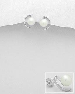 Náušnice s perlou říční 3,5gr (Materiál stříbro Ag 925/1000)