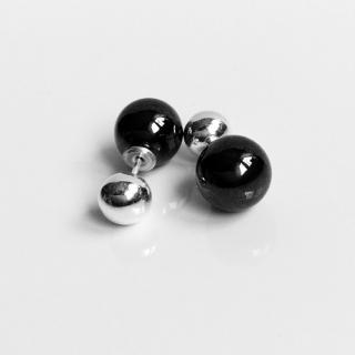 Oboustranné náušnice 7 a 10mm černé - 2,4gr (Materiál stříbro Ag 925/1000)