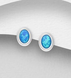 Opálové Blue náušnice 1,1gr (Materiál stříbro Ag 925/1000 - likvidace skladu)