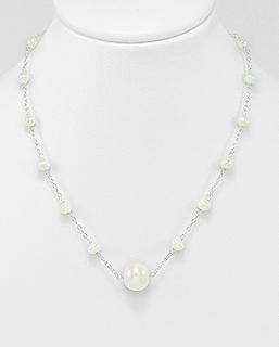Perlový náhrdelník 4,2gr (Materiál stříbro Ag 925/1000 s říčními perlami)