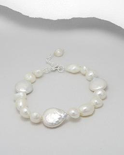 Perlový náramek (Náramek perly říční každá je svým tvarem originální)