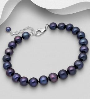 Perly černé AAA náramek 19,5gr (Náramek luxusní - perly říční třídy AAA)