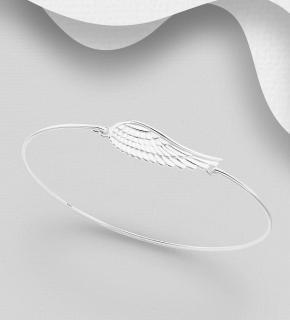 Pevný náramek s křídlem anděla (Materiál stříbro Ag 925/1000)