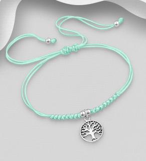Posuvný náramek kabbalah Blue-Green (Materiál stříbro Ag 925/1000 - likvidace skladu)