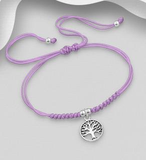 Posuvný náramek kabbalah Purple (Materiál stříbro Ag 925/1000 - likvidace skladu)