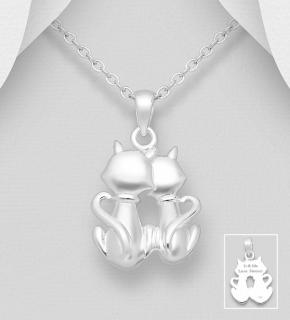 Přívěsek dvou koček 4gr - masivní šperk (Materiál stříbro Ag 925/1000 - TOP šperky)