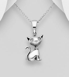 Přívěsek kočka (Materiál stříbro Ag 925/1000 - TOP šperky)