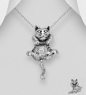 Přívěsek kočka pohyblivá 4,3gr (Šperky oxidované stříbro Ag 925/1000)