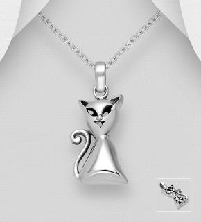 Přívěsek kočky 3D 4,1gr (Materiál stříbro Ag 925/1000 - TOP šperky)