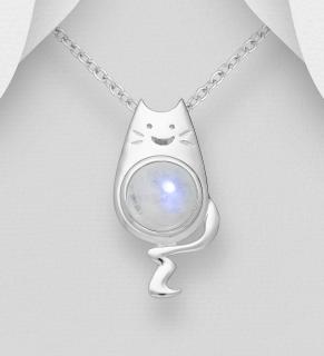 Přívěsek kočky Moonstone 2,3gr (Šperky s drahokamy stříbro Ag 925/1000)