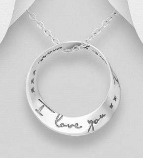 Přívěsek s rytinou I love you 2,31gr (Materiál stříbro Ag 925/1000 - likvidace skladu)