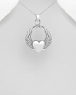 Přívěsek srdce s křídly (Materiál stříbro Ag 925/1000)