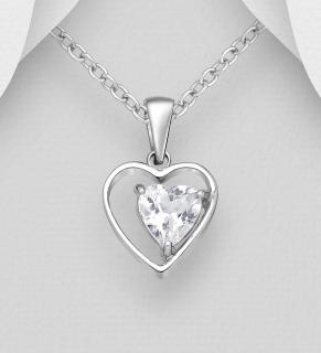 Přívěsek srdce s Topazem (Materiál stříbro Ag 925/1000 s kameny)