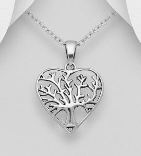 Přívěsek srdce strom života 1,75gr (Šperky oxidované stříbro Ag 925/1000)