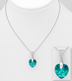 Přívěsek srdce Swarovski Blue Zircon (Krystaly Swarovski Elements top šperky s certifikátem pravosti likvidace skladu)