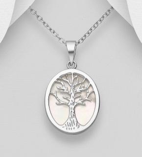 Přívěsek strom života s perletí 2,9gr (Materiál stříbro Ag 925/1000)