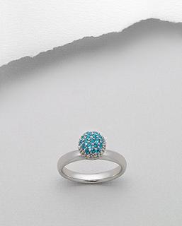 Prsten vel. 52 5,7gr modré zirkony (Stříbrné prsteny se zirkony)