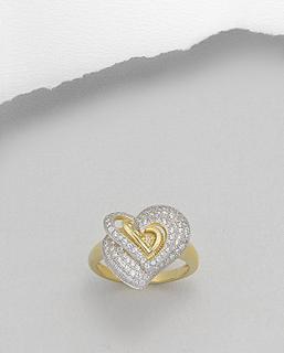 Prsten vel. 52 pozlacené stříbro  4,3gr (Prsteny pozlacené stříbro se zirkony)