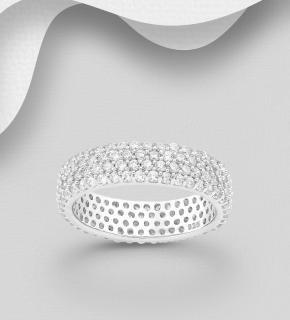 Prsten vel. 59 6,1gr - masivní zirkonový (Materiál stříbro Ag 925/1000 - masivní šperky luxusní)