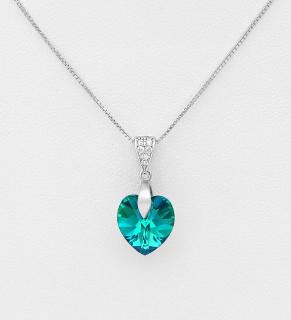 Řetízek a srdce Blue Zircon (Šperky Swarovski Elements s certifikátem pravosti)
