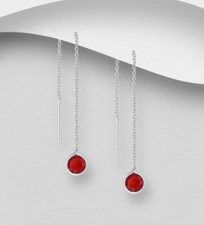 Řetízkové náušnice provlékací - red 0,6gr (Materiál stříbro Ag 925/1000 - výprodej šperků)