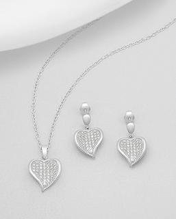 Set náušnice a přívěsek srdce 6,5gr (Materiál stříbro Ag 925/1000 - TOP šperky)