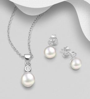 Set říčních perel 5,5gr (Materiál stříbro Ag 925/1000 - TOP šperky)