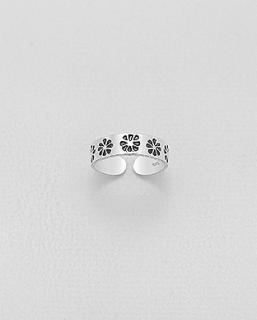 Stříbrný prsten na nohu s kytičkami 1,6gr (Šperky oxidované stříbro Ag 925/1000)