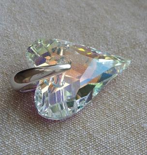 Swarovski srdce AB (Materiál stříbro Ag 925/1000 - Swarovski Elements likvidace skladu)