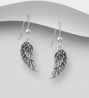 Visací náušnice andělská křídla 2,4gr (Šperky oxidované stříbro Ag 925/1000)