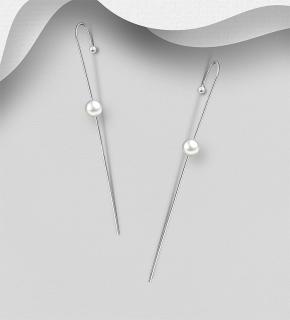 Záušnice přes celé ucho s perlou 2,15gr  (Materiál stříbro Ag 925/1000 - TOP šperky)