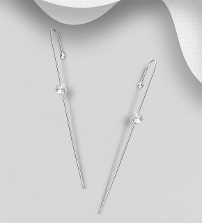 Záušnice přes celé ucho se zirkonem  (Materiál stříbro Ag 925/1000 - TOP šperky)
