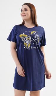 Dámská noční košile s krátkým rukávem Melanie  4XL tmavě modrá