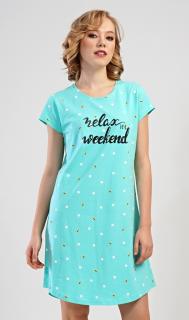 Dámská noční košile s krátkým rukávem Relax weekend  S mentolová