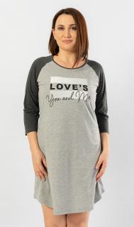 Dámská noční košile s tříčtvrtečním rukávem You and me  4XL tmavě šedá