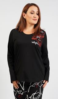 Dámské pyžamo dlouhé Butterfly  1XL černá