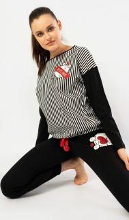 Dámské pyžamo dlouhé Kiss me  XL černá