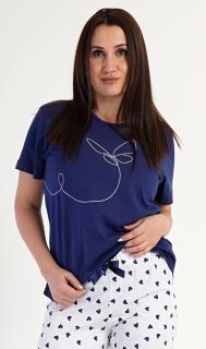 Dámské pyžamo kapri Butterfly  4XL tmavě modrá