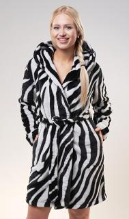 Dámský župan krátký s kapucí Zebra  L černá