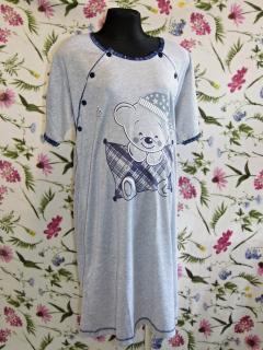 noční košile  s dvouřadým zapínáním (medvídek s čepicí)