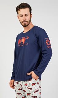 Pánské pyžamo dlouhé Papa bear  XXL tmavě modrá
