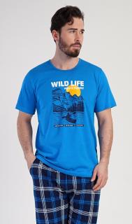Pánské pyžamo kapri Wild life  4XL modrá