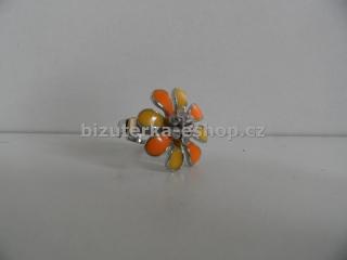 bizuterka-eshop.cz Prsten květ s kamínky oranžovo žlutý BZ-05559