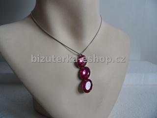 bizuterka-eshop.cz Řetízek stríbrný + přívěšek s fuchsia kamínky BZ-03506