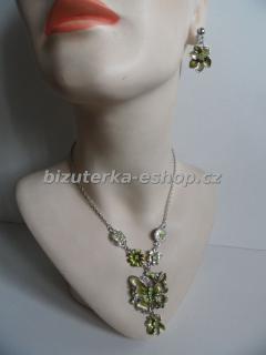 bizuterka-eshop.cz Souprava náhrdelník + naušnice s motýlkem zelená BZ-04768