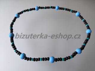 Dřevěné korále na krk černo modré BZ-071762 (bizuterka-eshop.cz)
