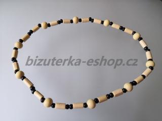 Dřevěné korále na krk smetanovo černé BZ-071748 (bizuterka-eshop.cz)
