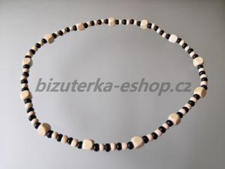 Dřevěné korále na krk smetanovo černé BZ-071791 (bizuterka-eshop.cz)