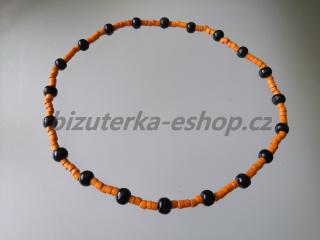 Dřevěné korálky na krk oranžovo černé BZ-071722 (bizuterka-eshop.cz)